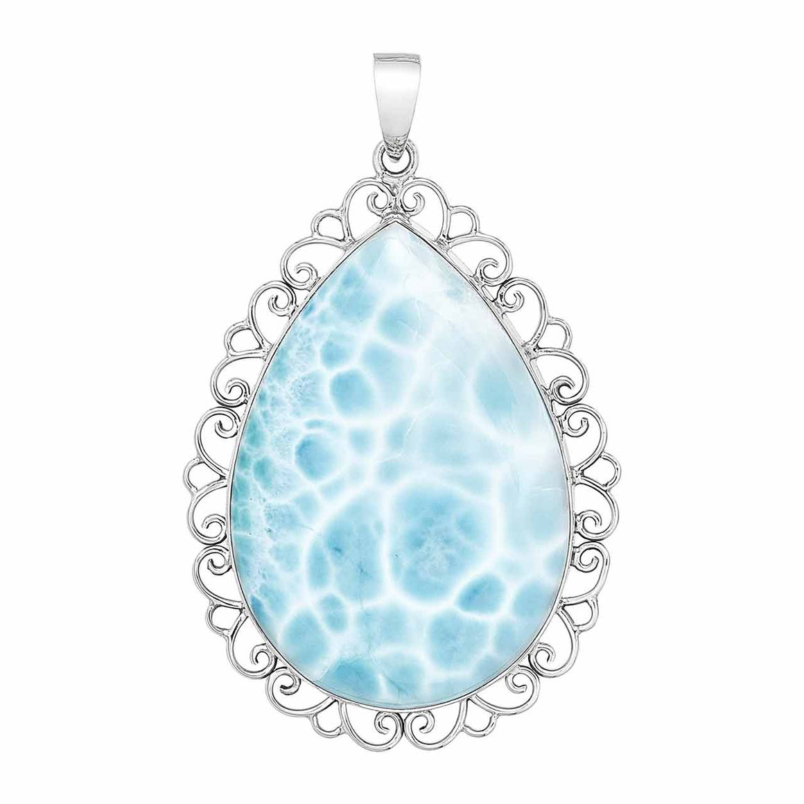 Sterling Silver Teardrop Larimar Pendant