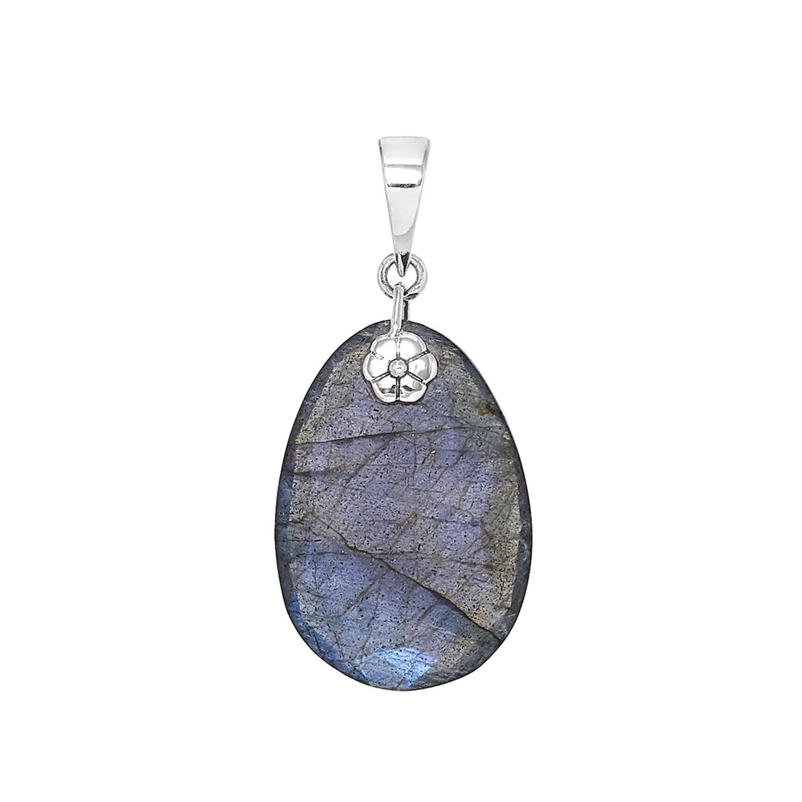 Labradorite and Sterling Silver Flower Pendant