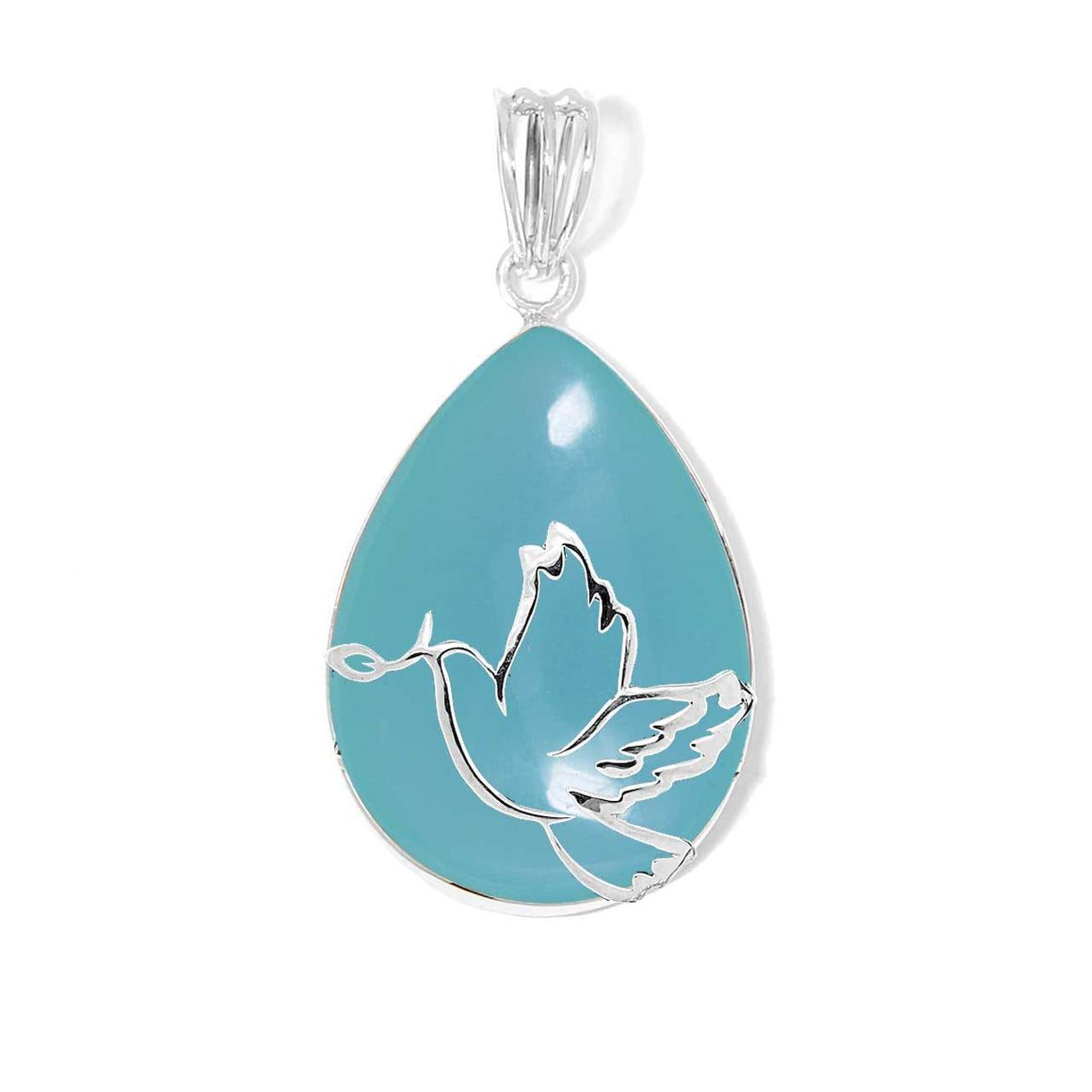 Blue Chalcedony Dove of Peace Pendant