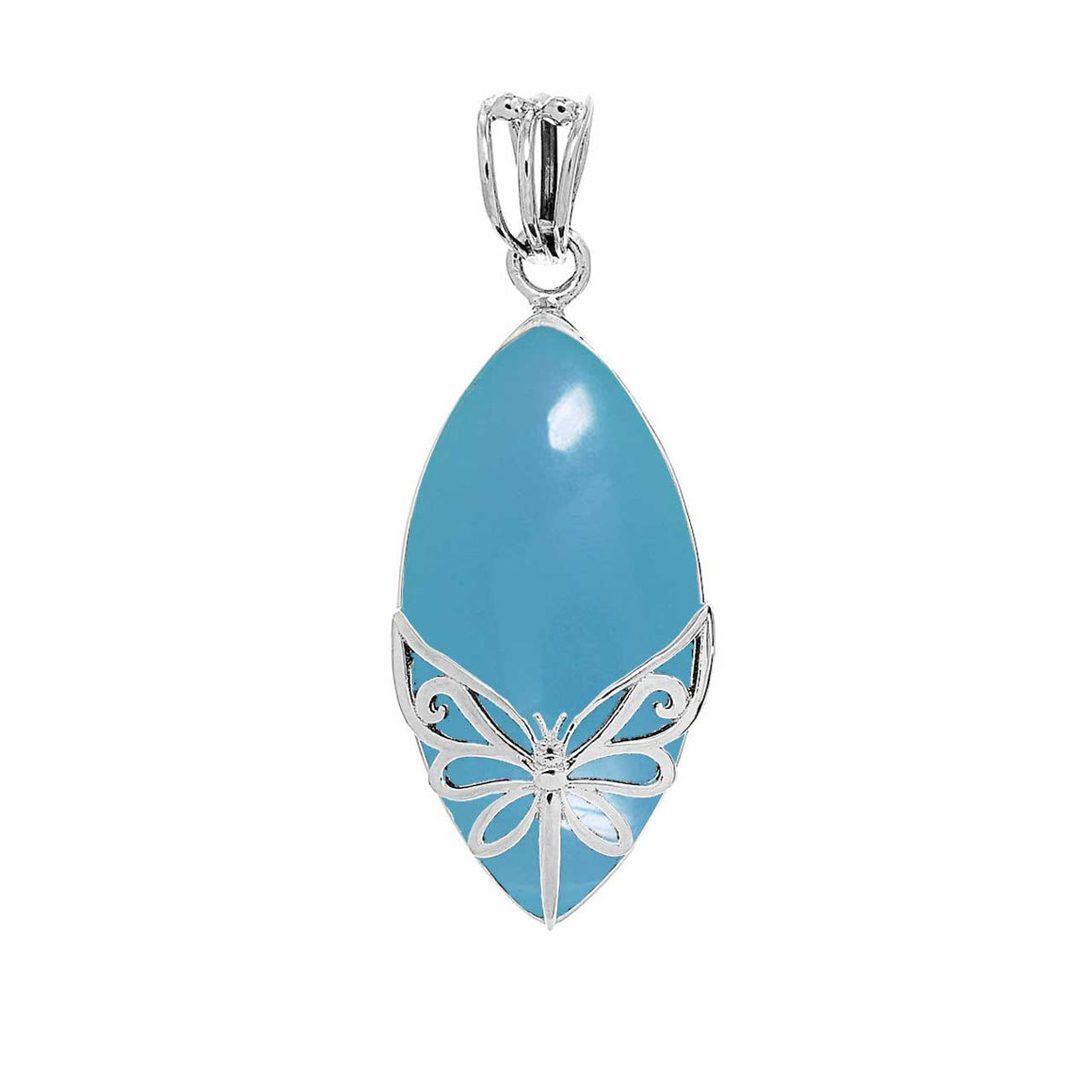 Blue Chalcedony Butterfly Pendant