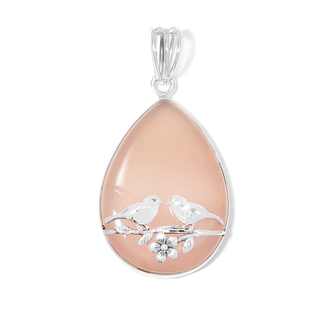 Pink Chalcedony Lovebirds Pendant