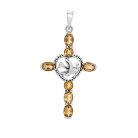 Citrine Dove of Peace Cross Pendant