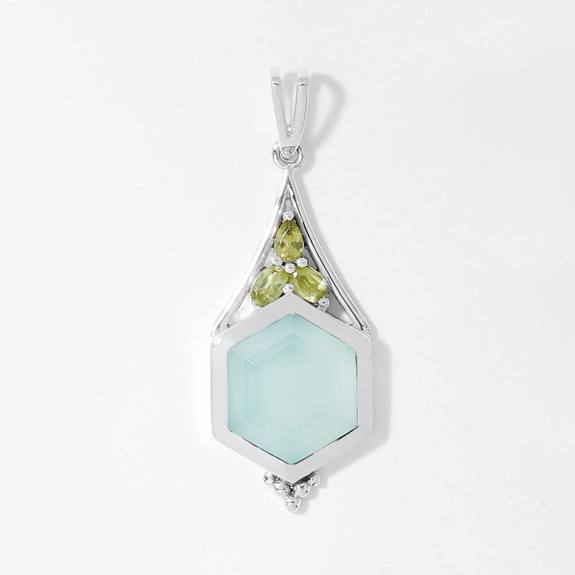 Aqua Chalcedony & Peridot Pendant