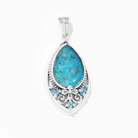 Mohave Turquoise and Swiss Blue Topaz Pendant