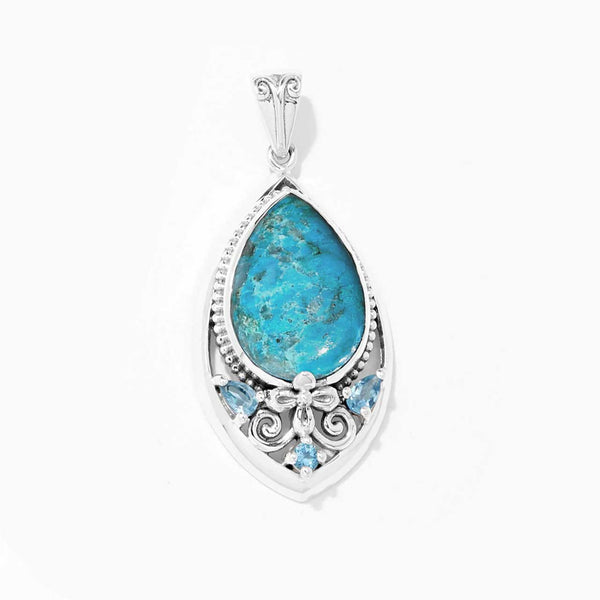 Mohave Turquoise and Swiss Blue Topaz Pendant