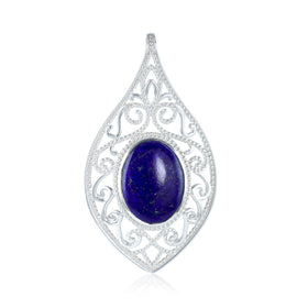 Lapis Scrollwork Pendant - 18x25mm