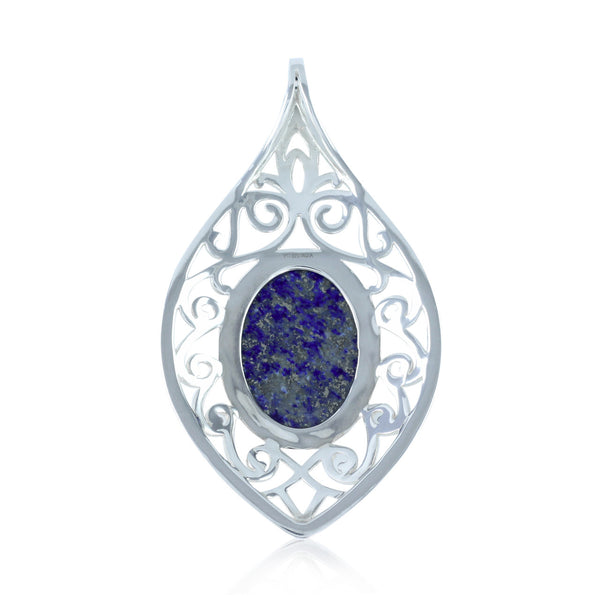 Lapis Scrollwork Pendant - 18x25mm