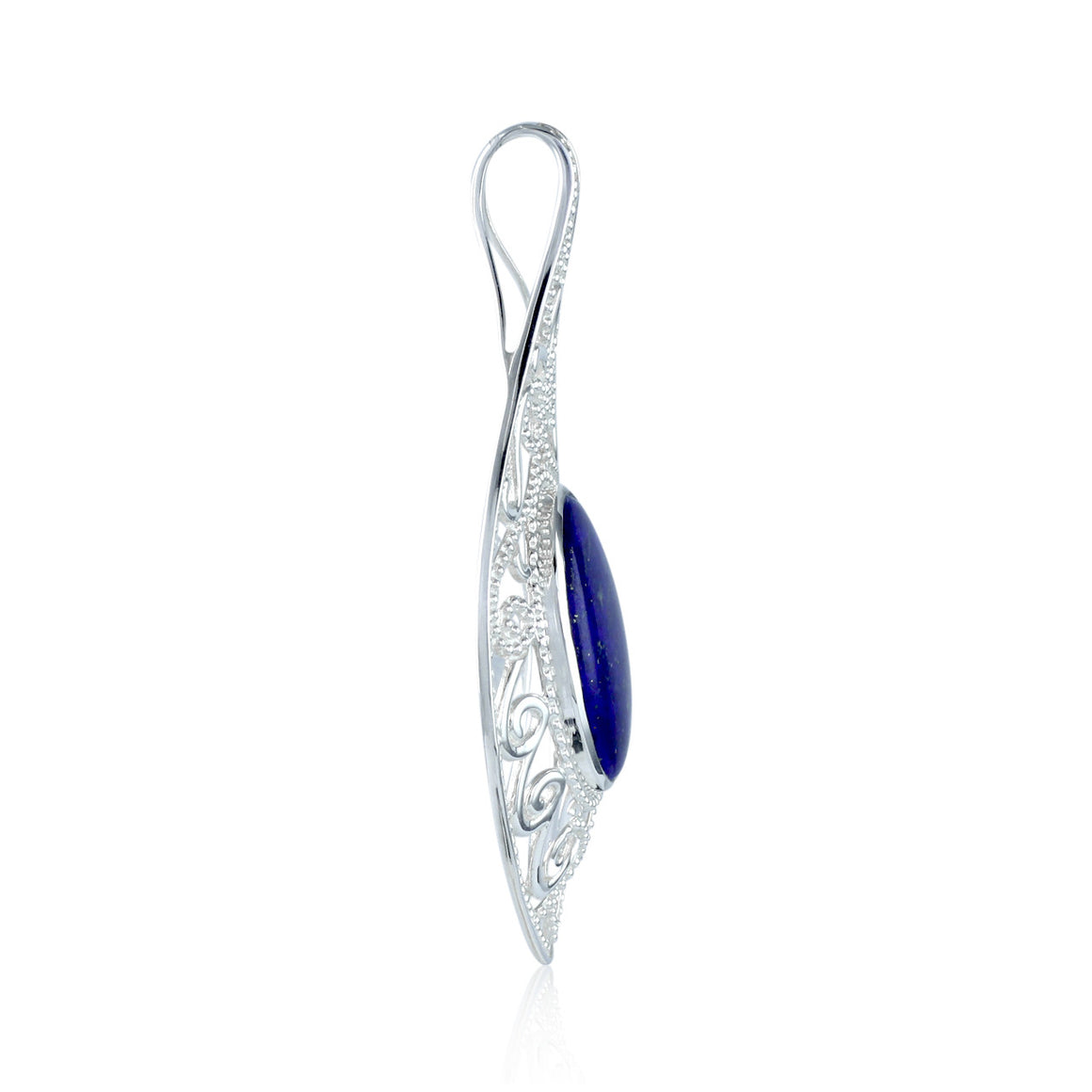 Lapis Scrollwork Pendant - 18x25mm