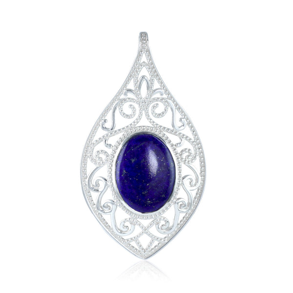 Lapis Scrollwork Pendant - 18x25mm