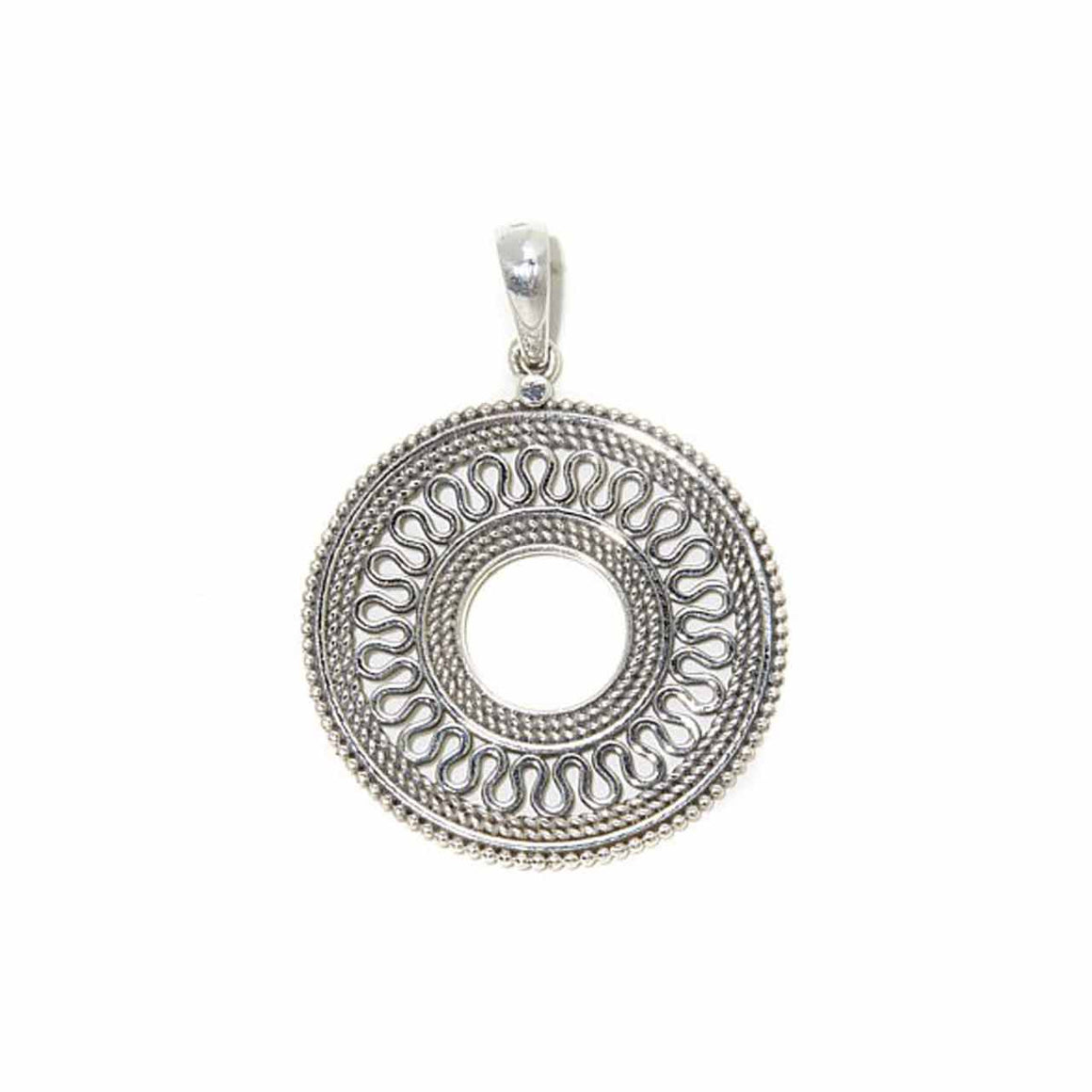 Sterling Silver Antique Finish Mandala Pendant