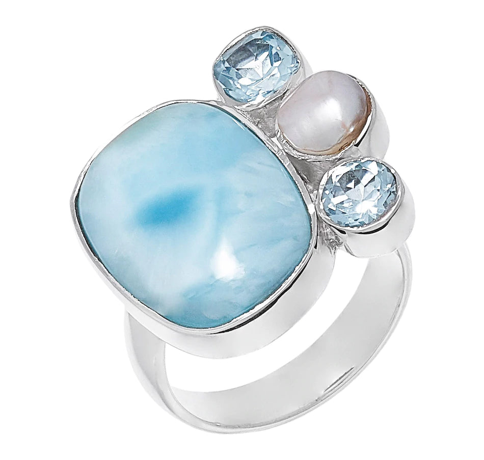 Sterling Silver Larimar Ring