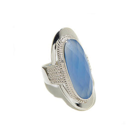 Sky Blue Chalcedony Saddle Ring
