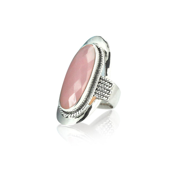 Pink Chalcedony Saddle Ring