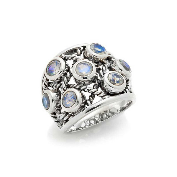 Rainbow Moonstone Multi Gemstone Ring