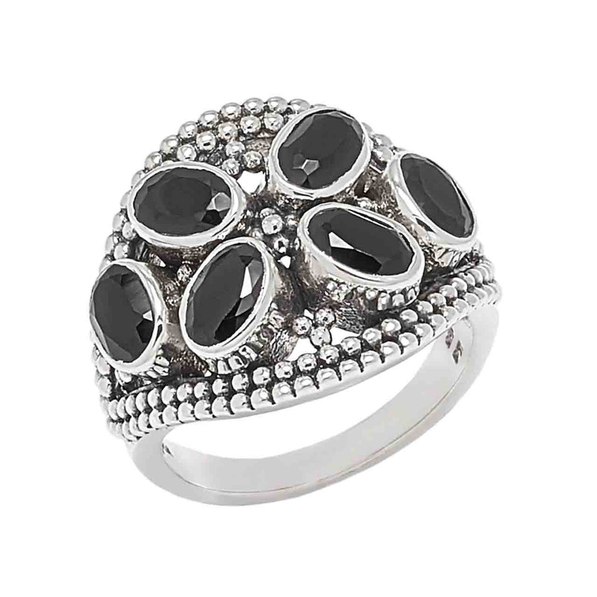 Multi Black Spinel Ring