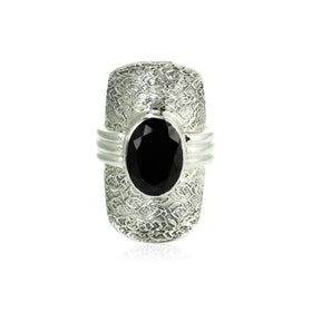 Black Spinel Saddle Ring