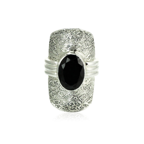 Black Spinel Saddle Ring
