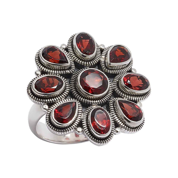 Garnet Flower Ring