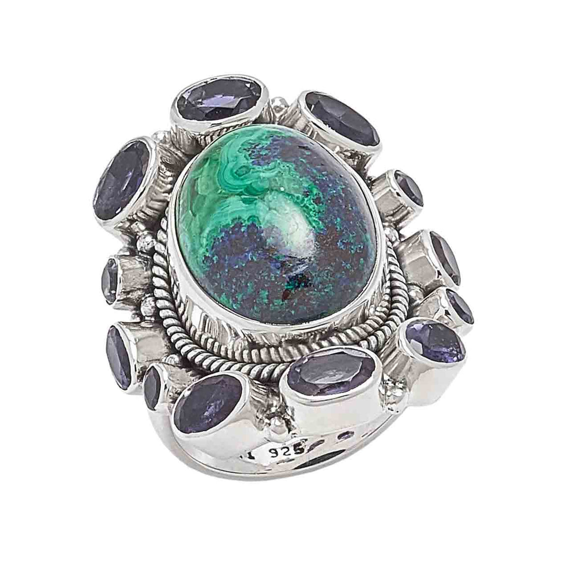 Azurite and Iolite Ring