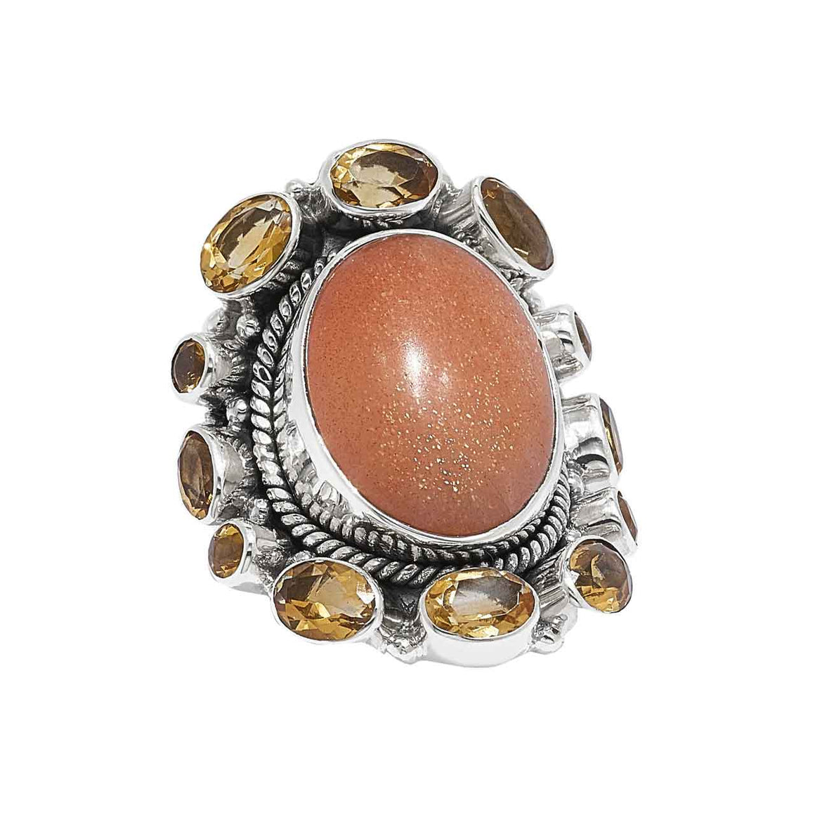 Sunstone and Citrine Ring