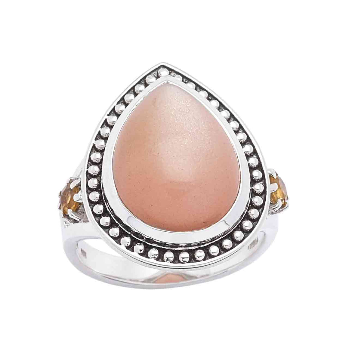 Peach Moonstone and Citrine Gemstone Ring