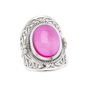 Pink Quartz and White Pearl Dragonfly Ring