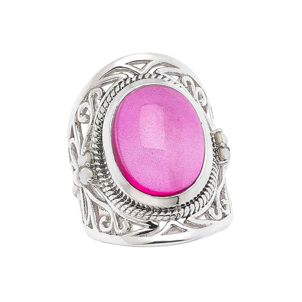 Pink Quartz and White Pearl Dragonfly Ring