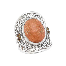 Sunstone and Citrine Dragonfly Ring