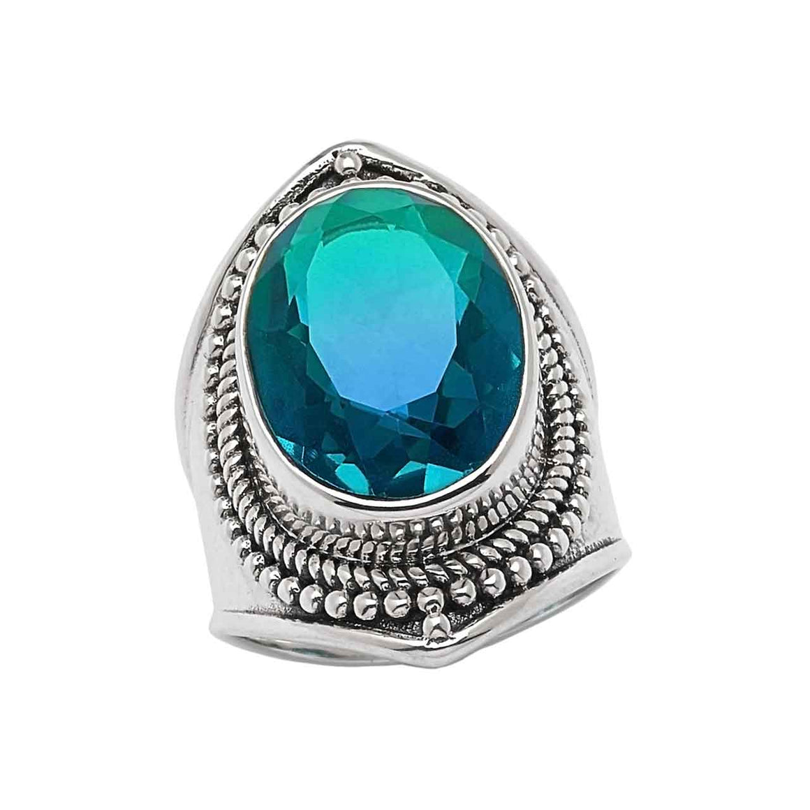 Bi Colour Blue Quartz Ring