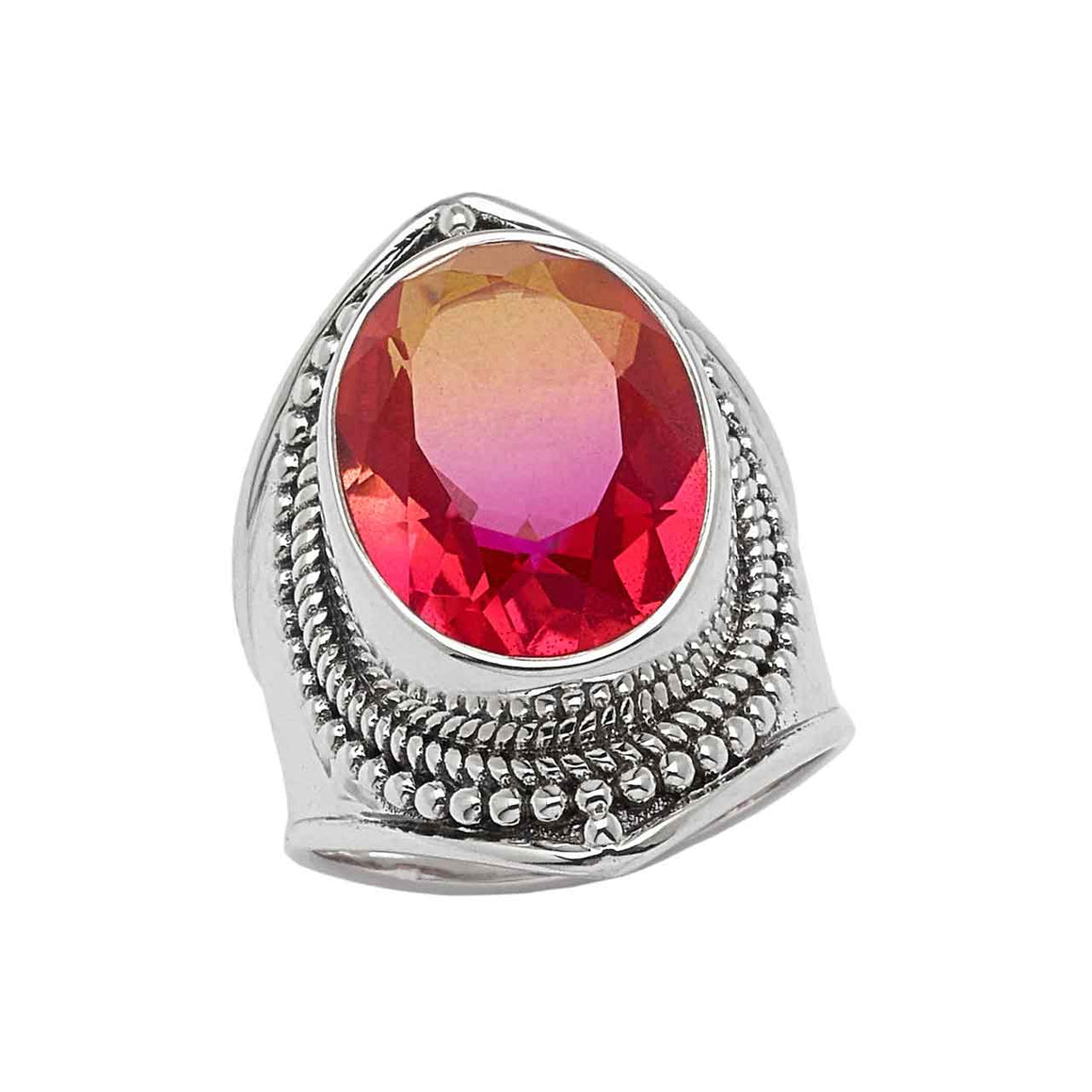 Bi Color Pink Quartz Ring
