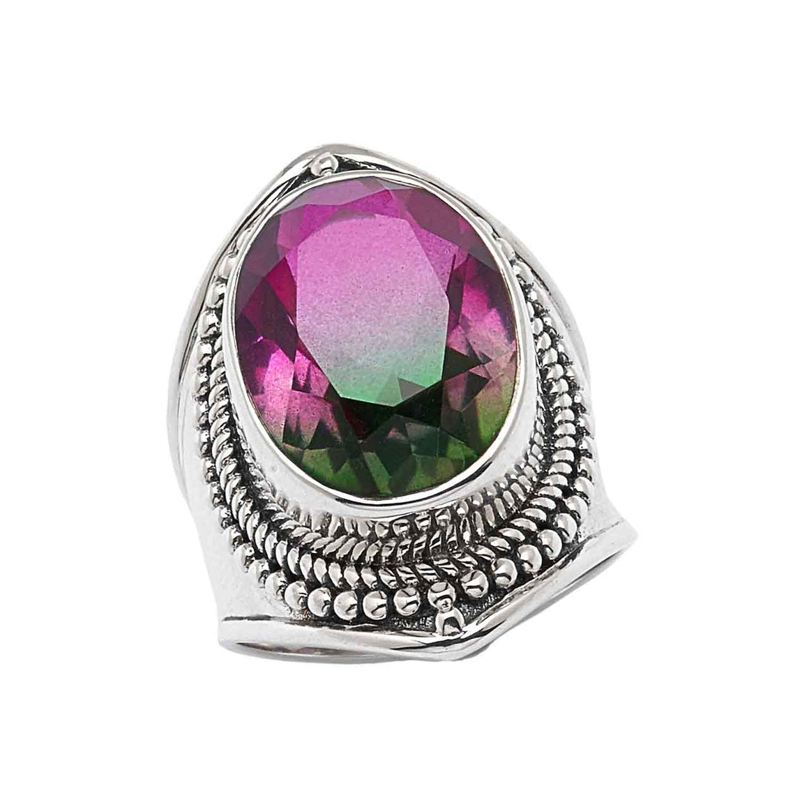 Bi Colour Watermelon Quartz Ring