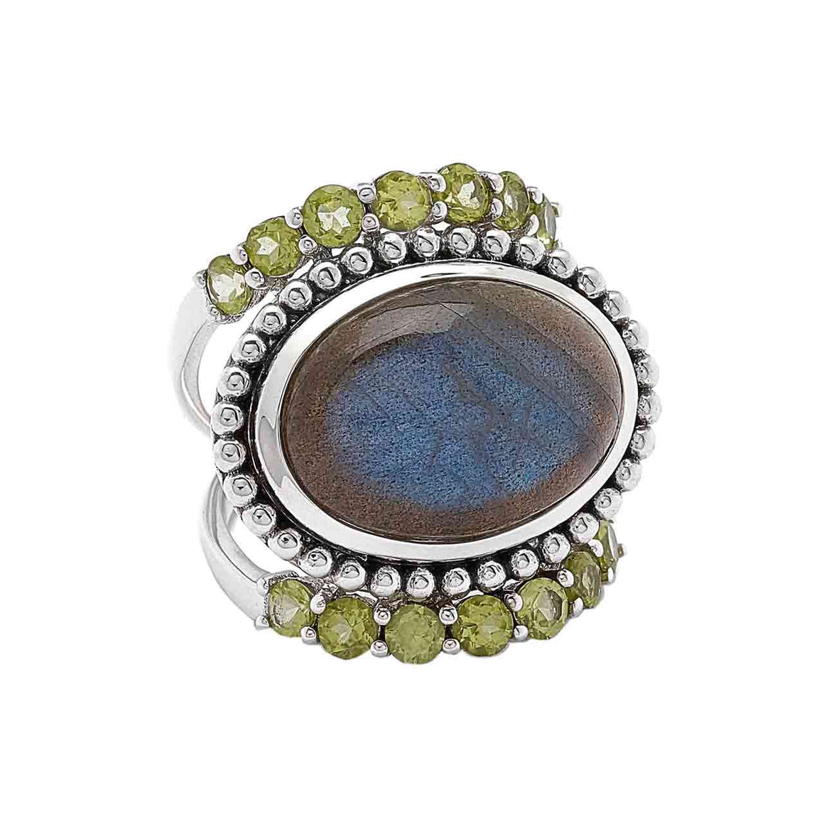 Labradorite and Peridot Ring