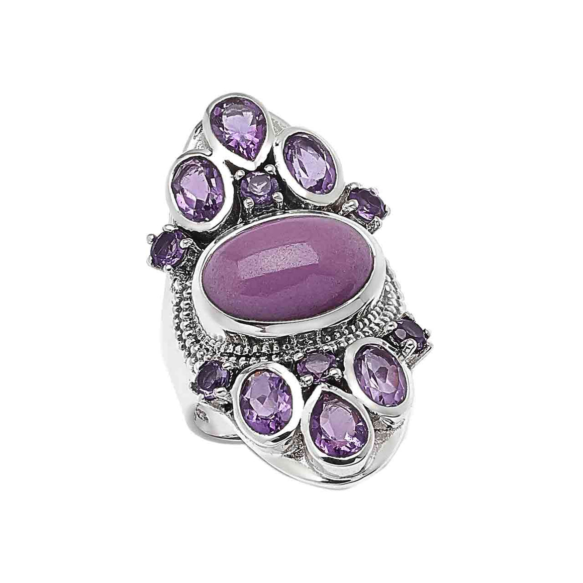 Phosphosiderite and Amethyst Gemstone Ring