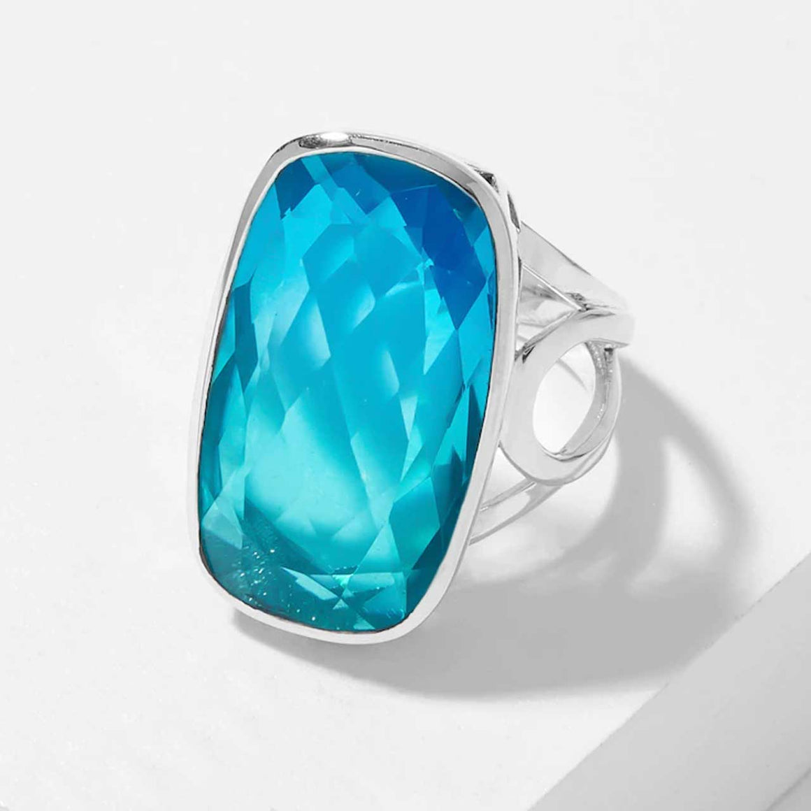 Bi Colour Blue Quartz Ring