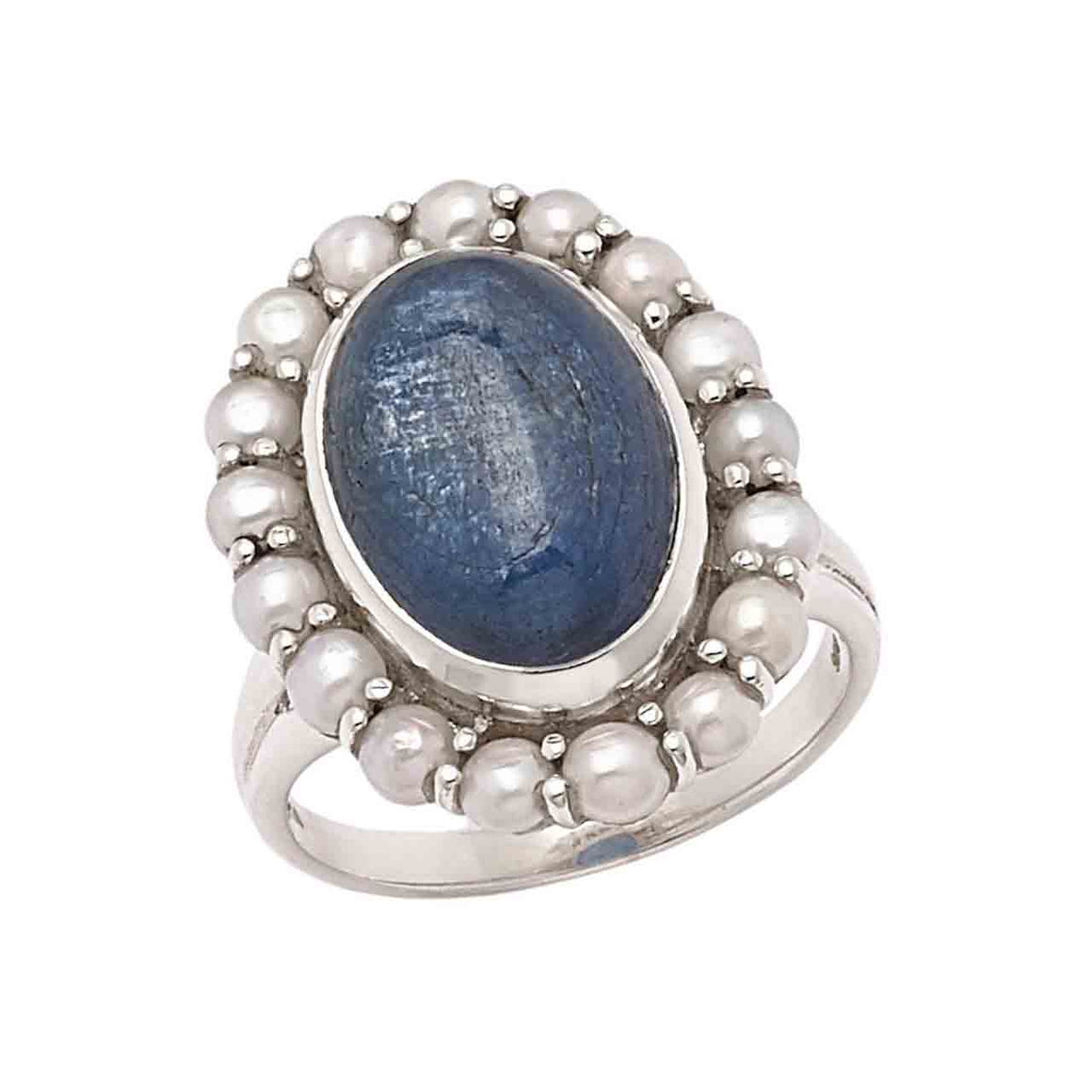 Kyanite and Freshwater Pearl Ring