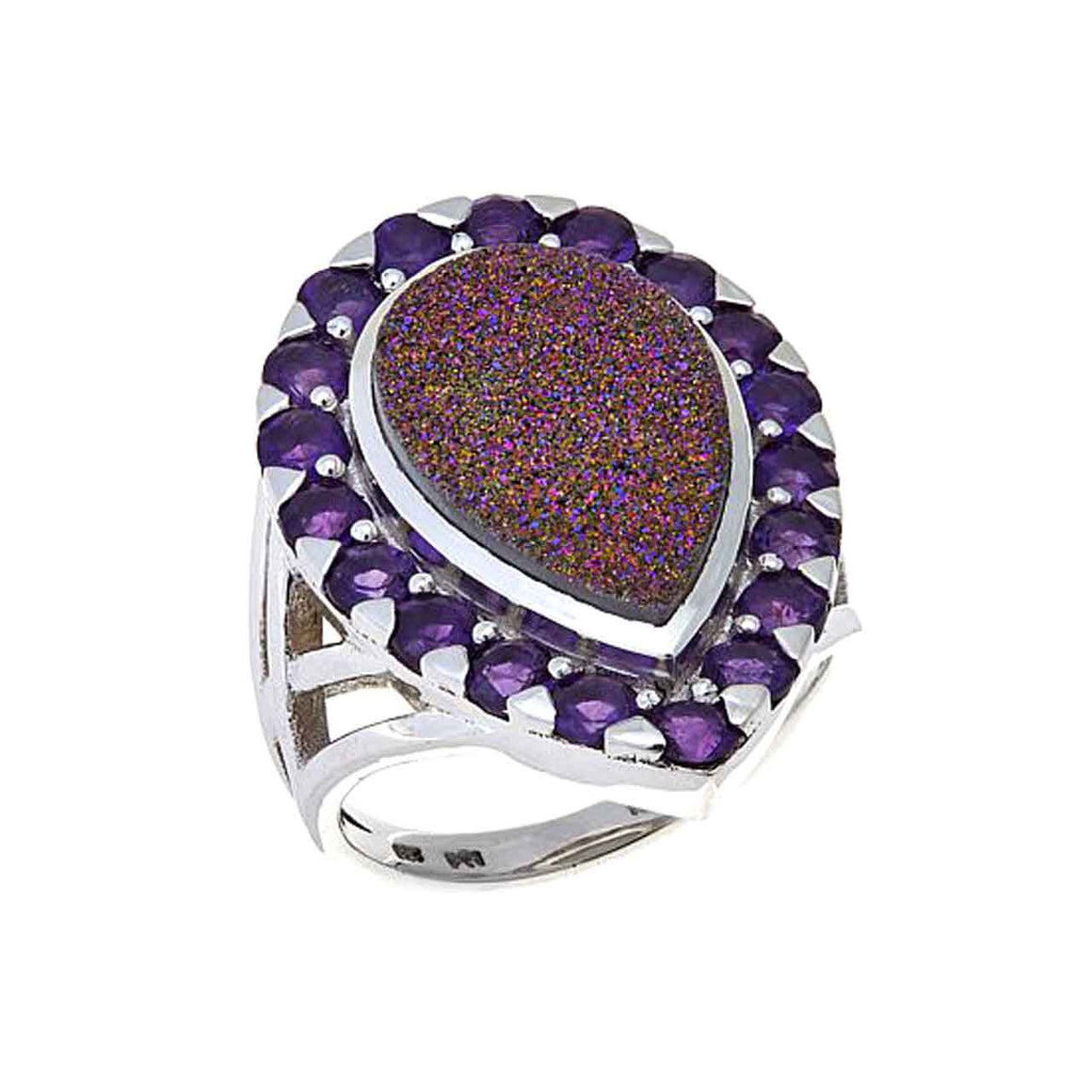 Purple Drusy and Amethyst Ring