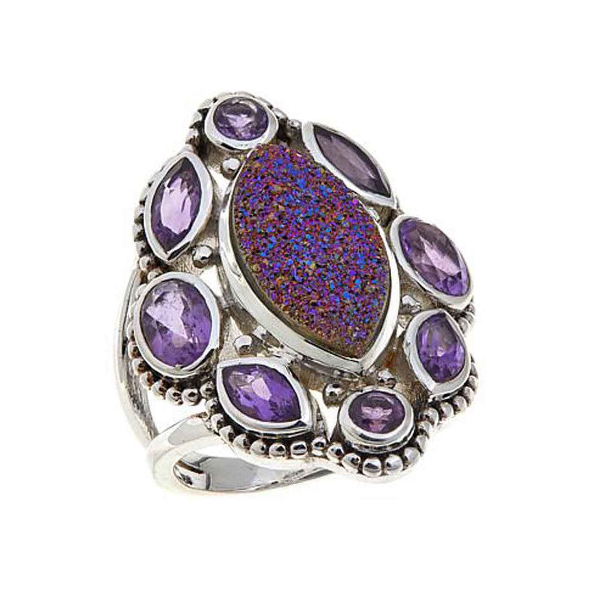 Purple Drusy and Ameythst Ring