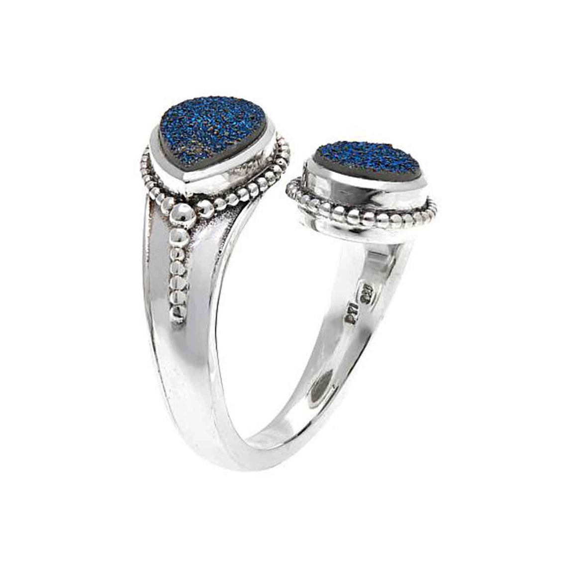 Blue Drusy Bi Pass Ring