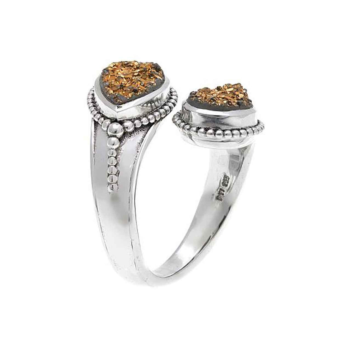 Gold Drusy Bi Pass Ring