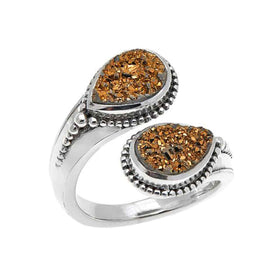 Gold Drusy Bi Pass Ring
