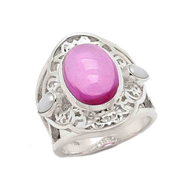 Pink Quartz and Freshwater Pearl Ring