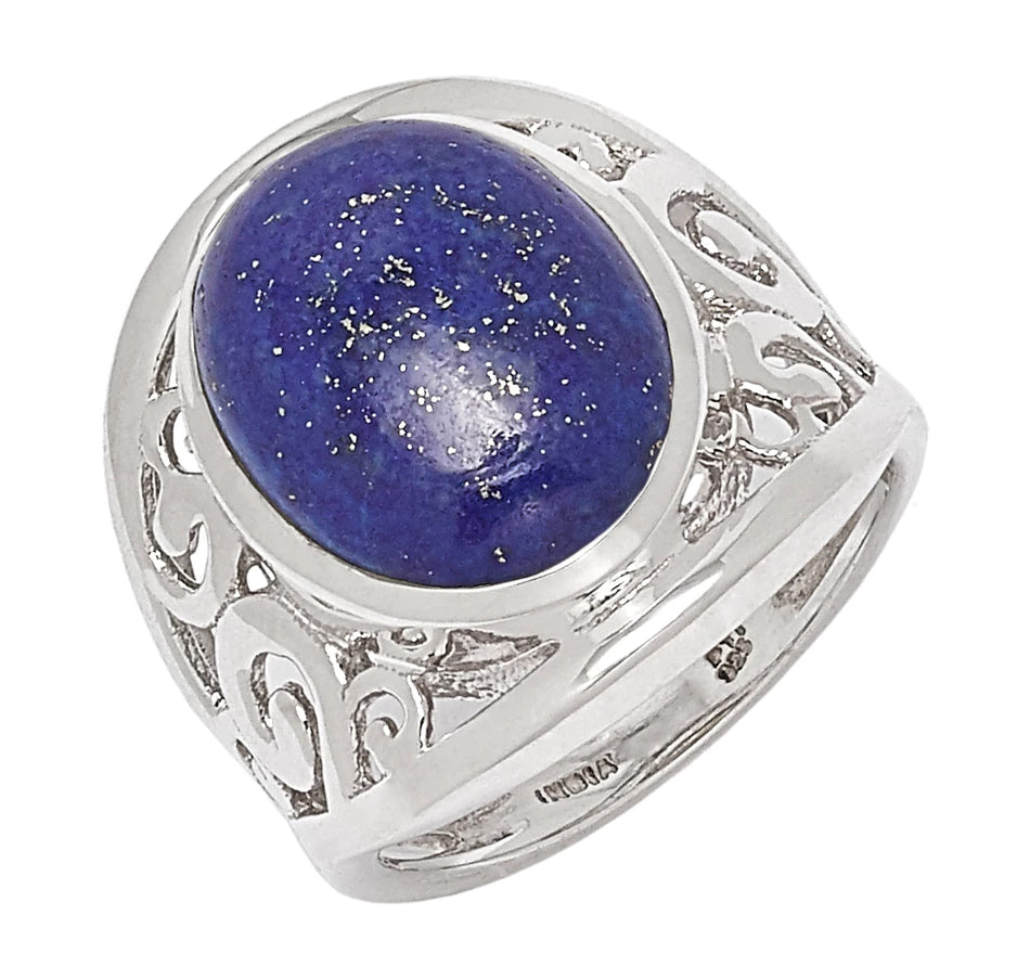Lapis Oval Scrollwork Ring