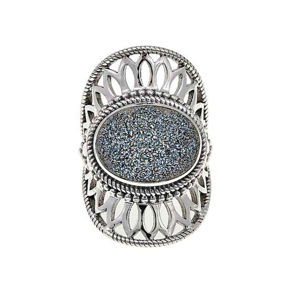 Carribbean Blue Drusy Ring