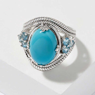 Sleeping Beauty Turquoise & Swiss Blue Topaz Ring