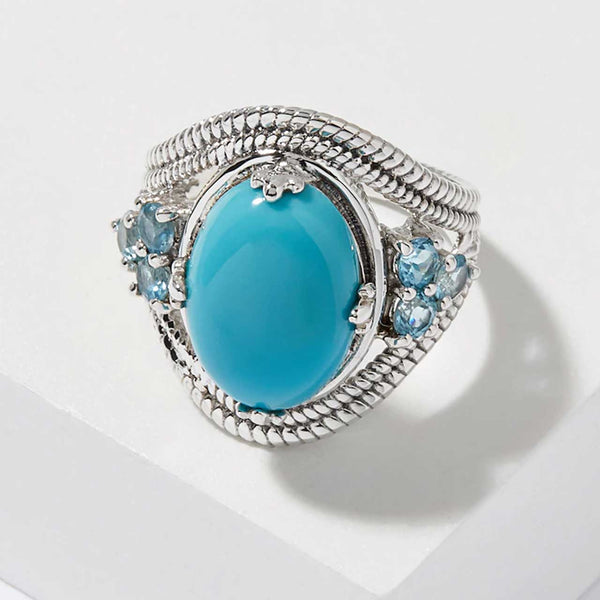 Sleeping Beauty Turquoise & Swiss Blue Topaz Ring