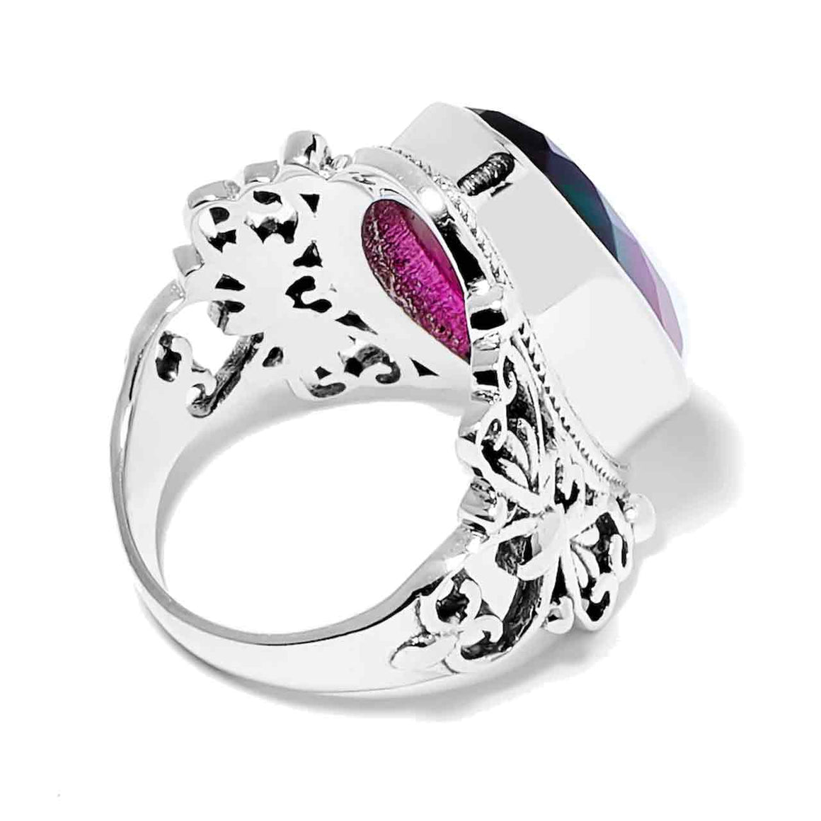 Bi Colour Watermelon Quartz Ring