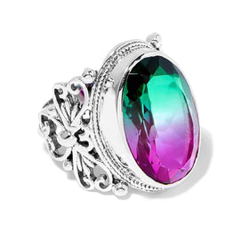 Bi Colour Watermelon Quartz Ring