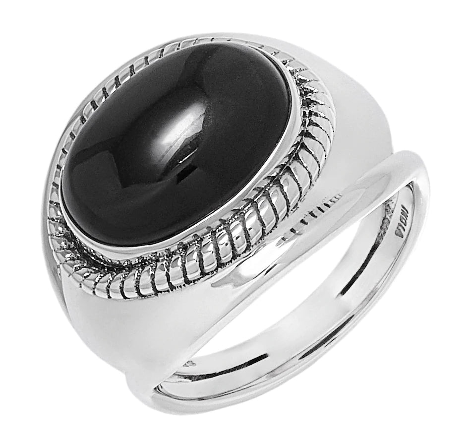 Black Spinel Cabochon Ring