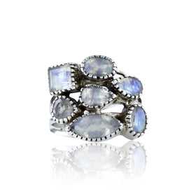 Rainbow Moonstone Multi Stone Ring