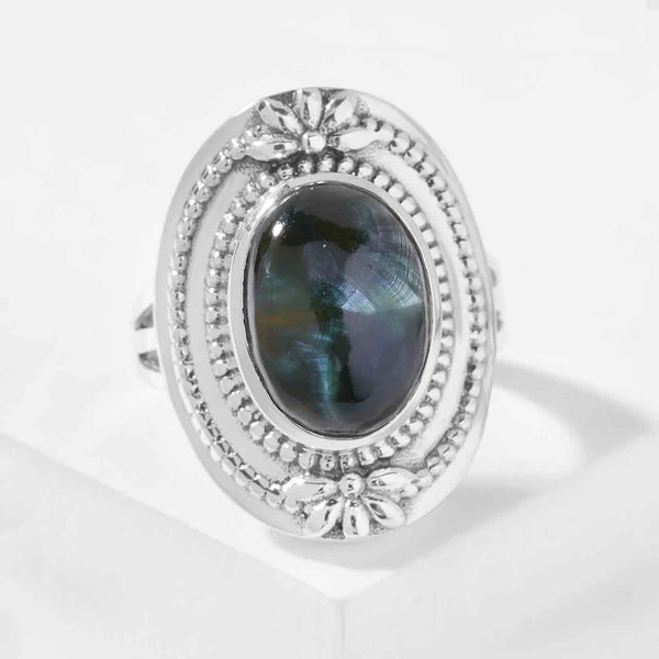 Seraphinite Flower Motif Ring